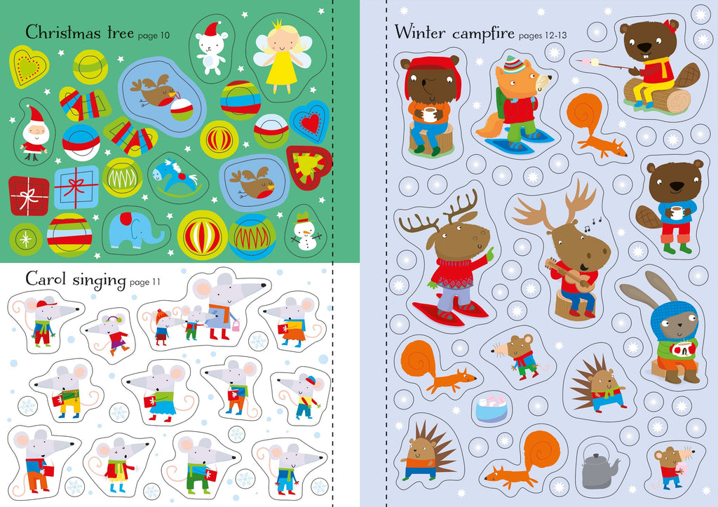 Carte interactiva cu stickere de Craciun, Little First Stickers Christmas, Usborne, +3 ani