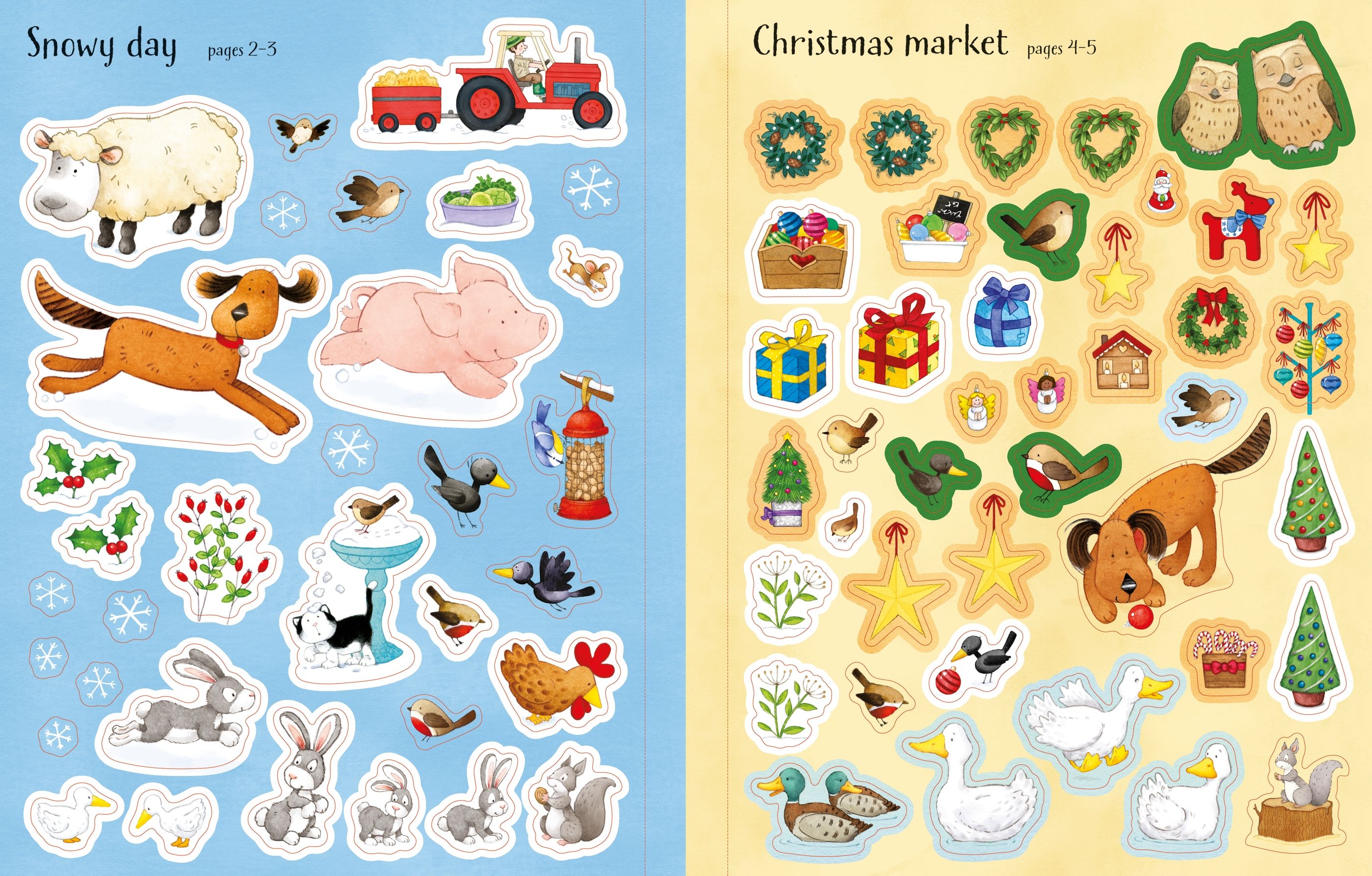 Carte interactiva cu stickere de Craciun, Poppy and Sam's Christmas Sticker Book, Usborne, +3 ani