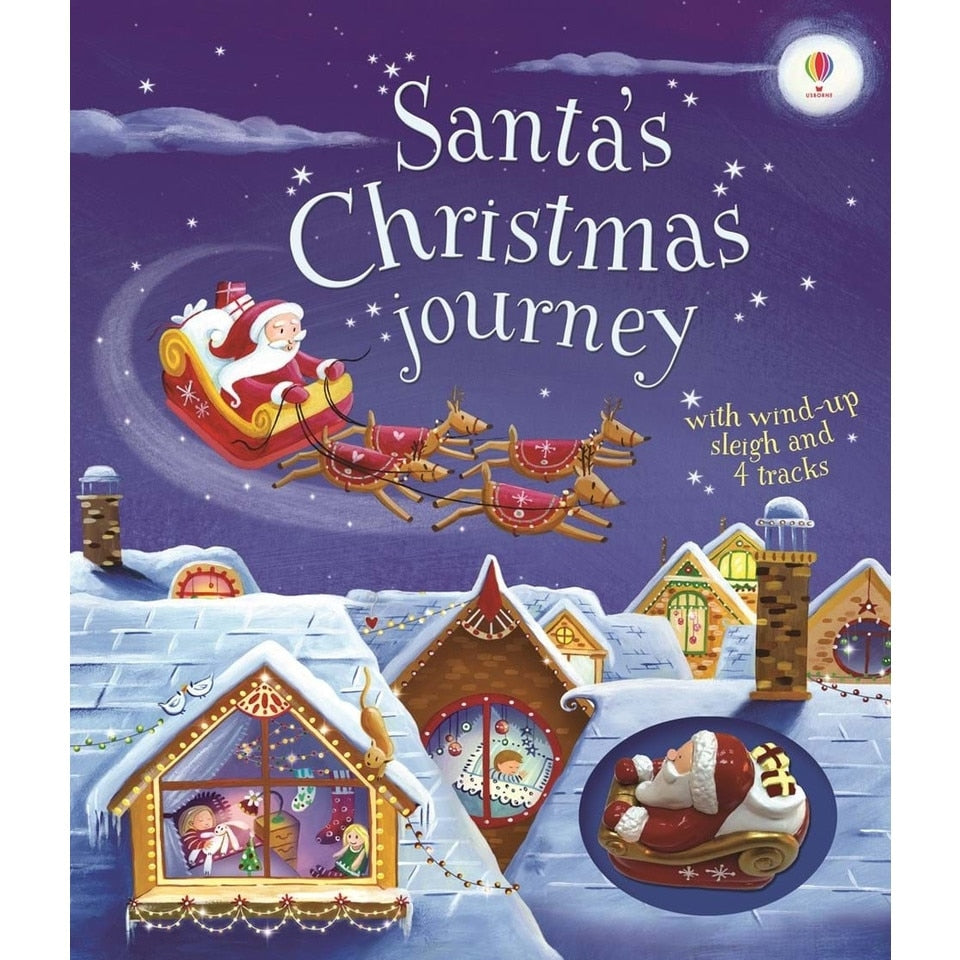 Carte cu jucarie Calatoria lui Mos Craciun, Santa's Christmas Journey, Usborne, +3 ani