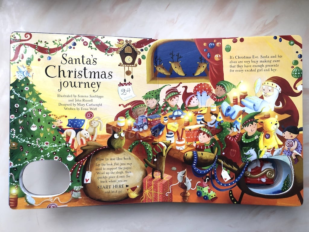 Carte cu jucarie Calatoria lui Mos Craciun, Santa's Christmas Journey, Usborne, +3 ani