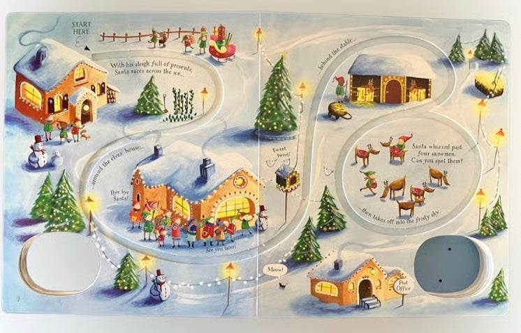 Carte cu jucarie Calatoria lui Mos Craciun, Santa's Christmas Journey, Usborne, +3 ani