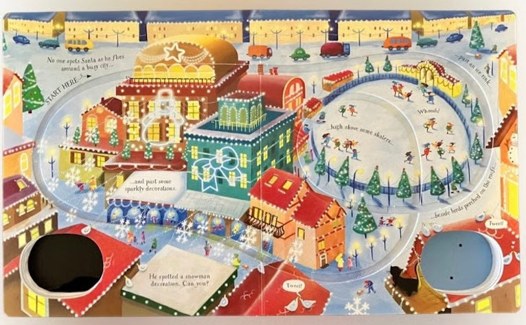 Carte cu jucarie Calatoria lui Mos Craciun, Santa's Christmas Journey, Usborne, +3 ani
