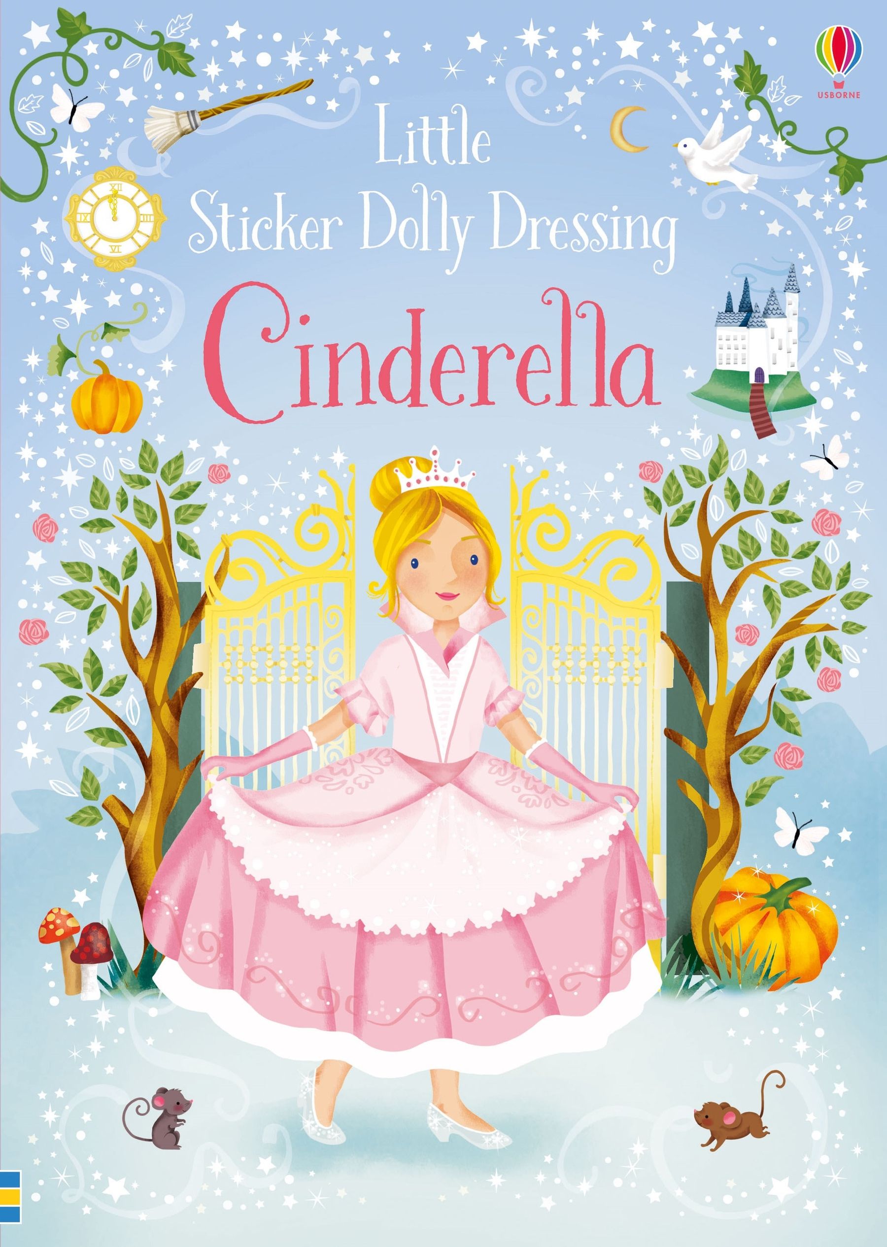 Carte cu stickere Cenusareasa, Little Sticker Dolly Dressing Cinderella, Usborne, +4 ani