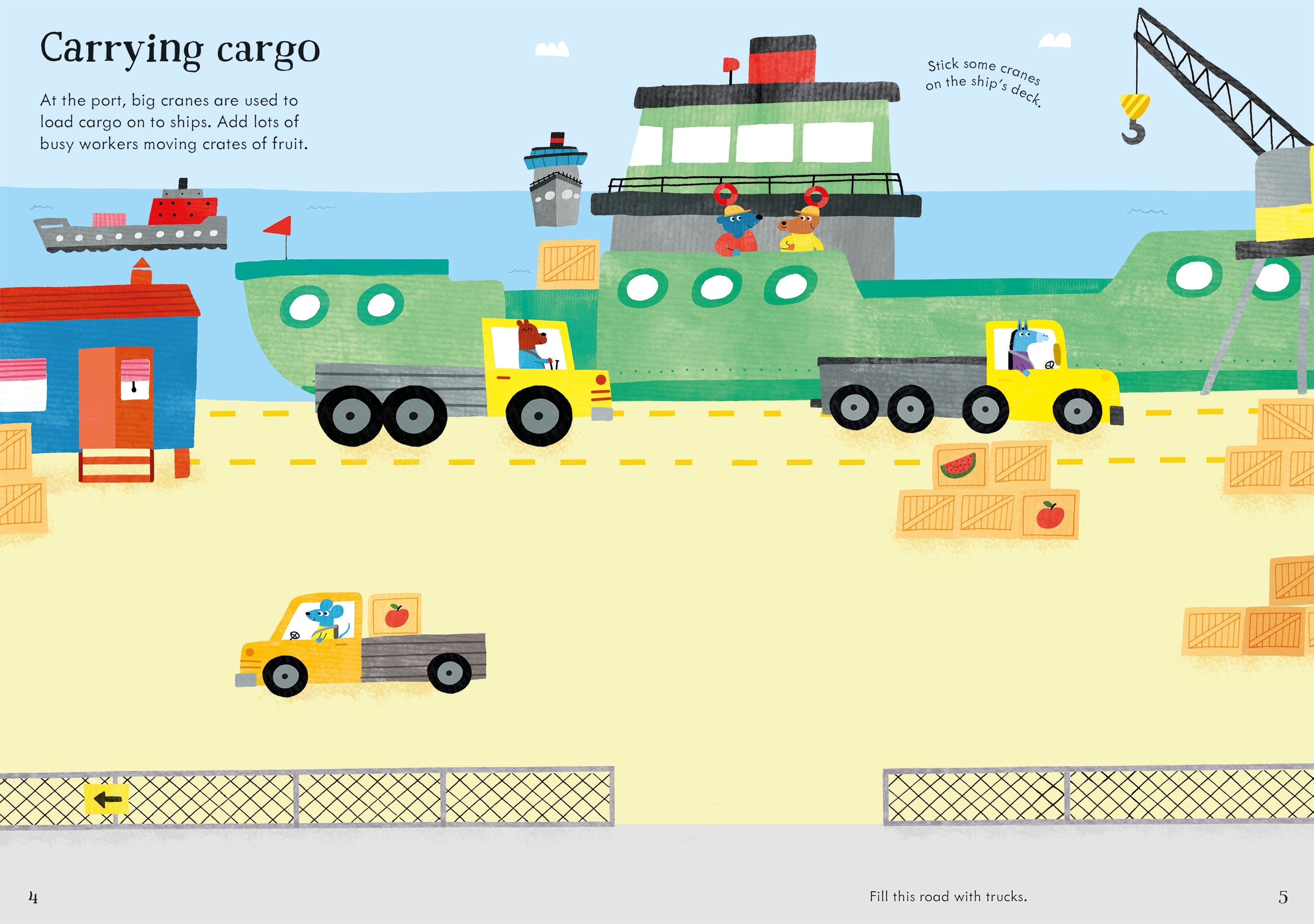 Carte interactiva cu peste 200 stickere Excavatoare si macarale, Little First Stickers: Diggers and Cranes, Usborne, +3 ani