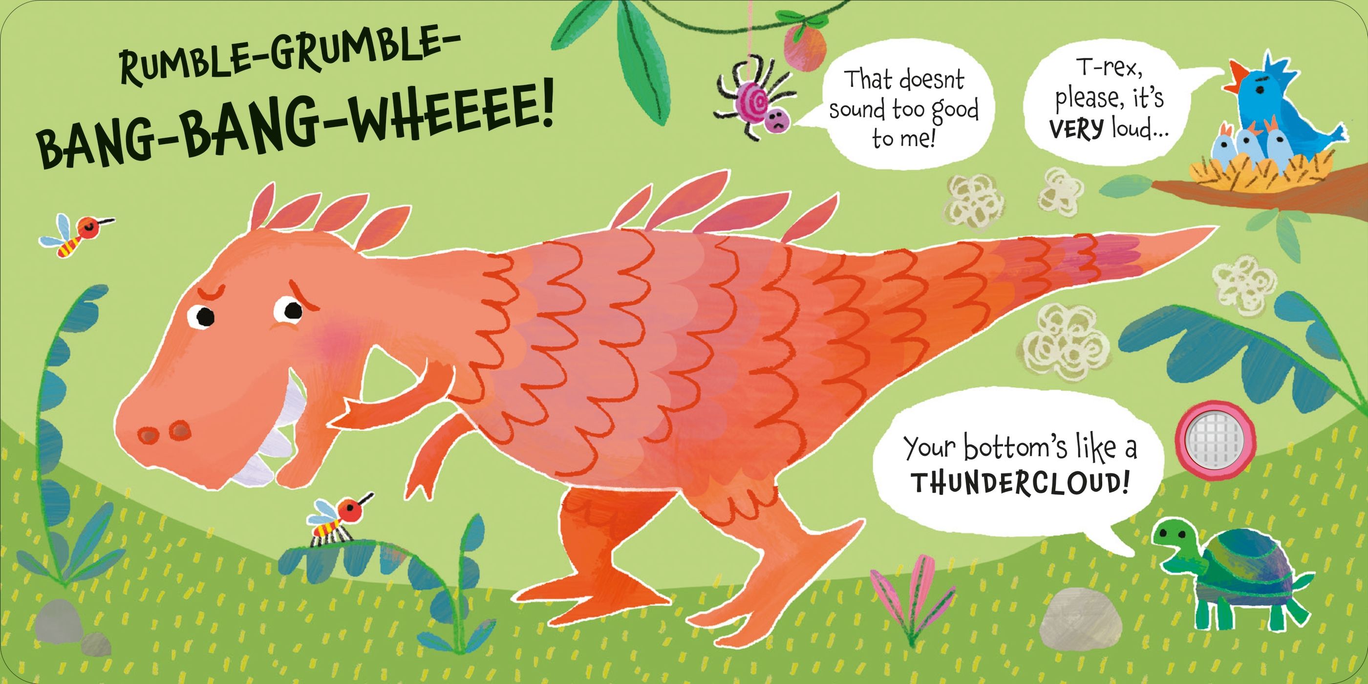 Carte interactiva cu sunete, Was That Your Bottom, Dinosaur?, Usborne, +6 luni