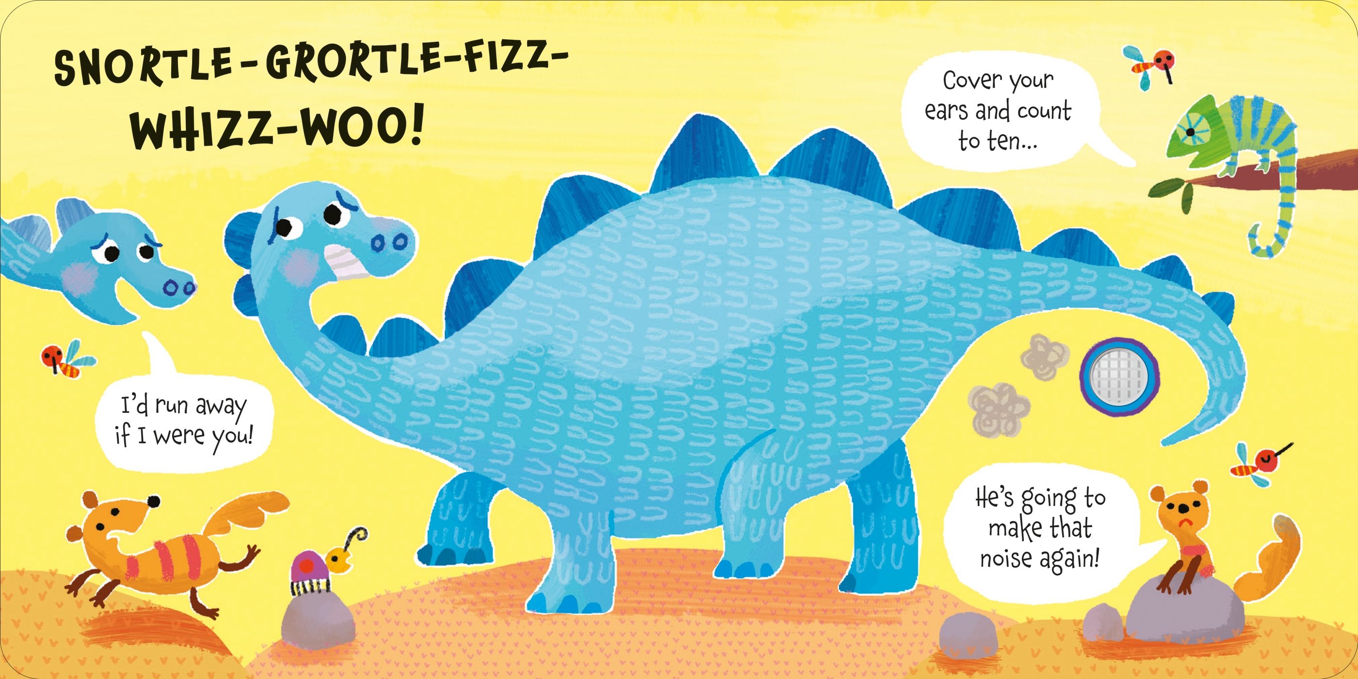 Carte interactiva cu sunete, Was That Your Bottom, Dinosaur?, Usborne, +6 luni