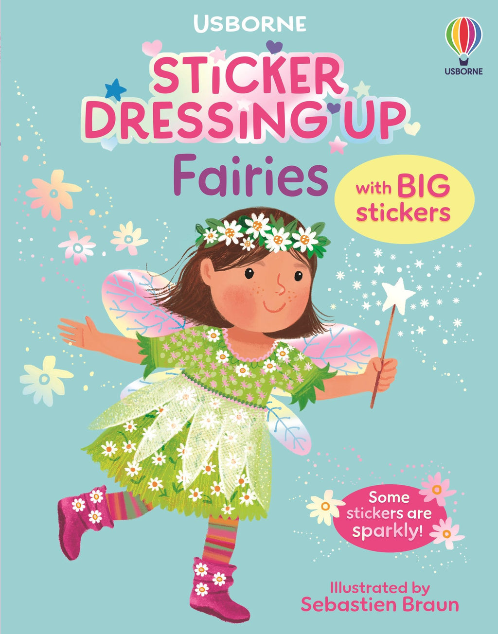 Carte cu stickere Sticker Dressing Up, Fairies, Usborne, +2 ani