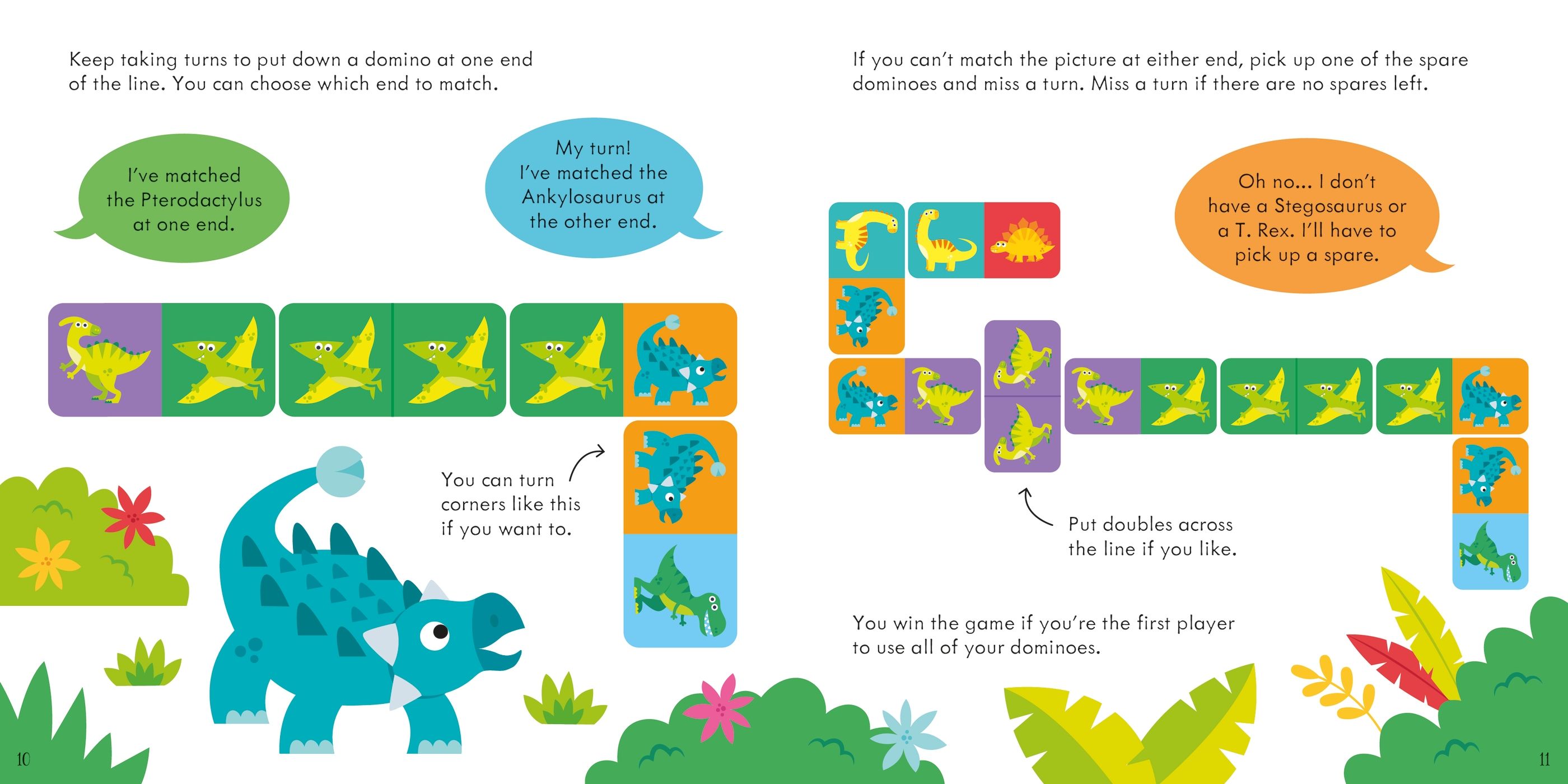Joc de domino cu dinozauri Dinosaur Dominoes Game, Usborne, +3 ani