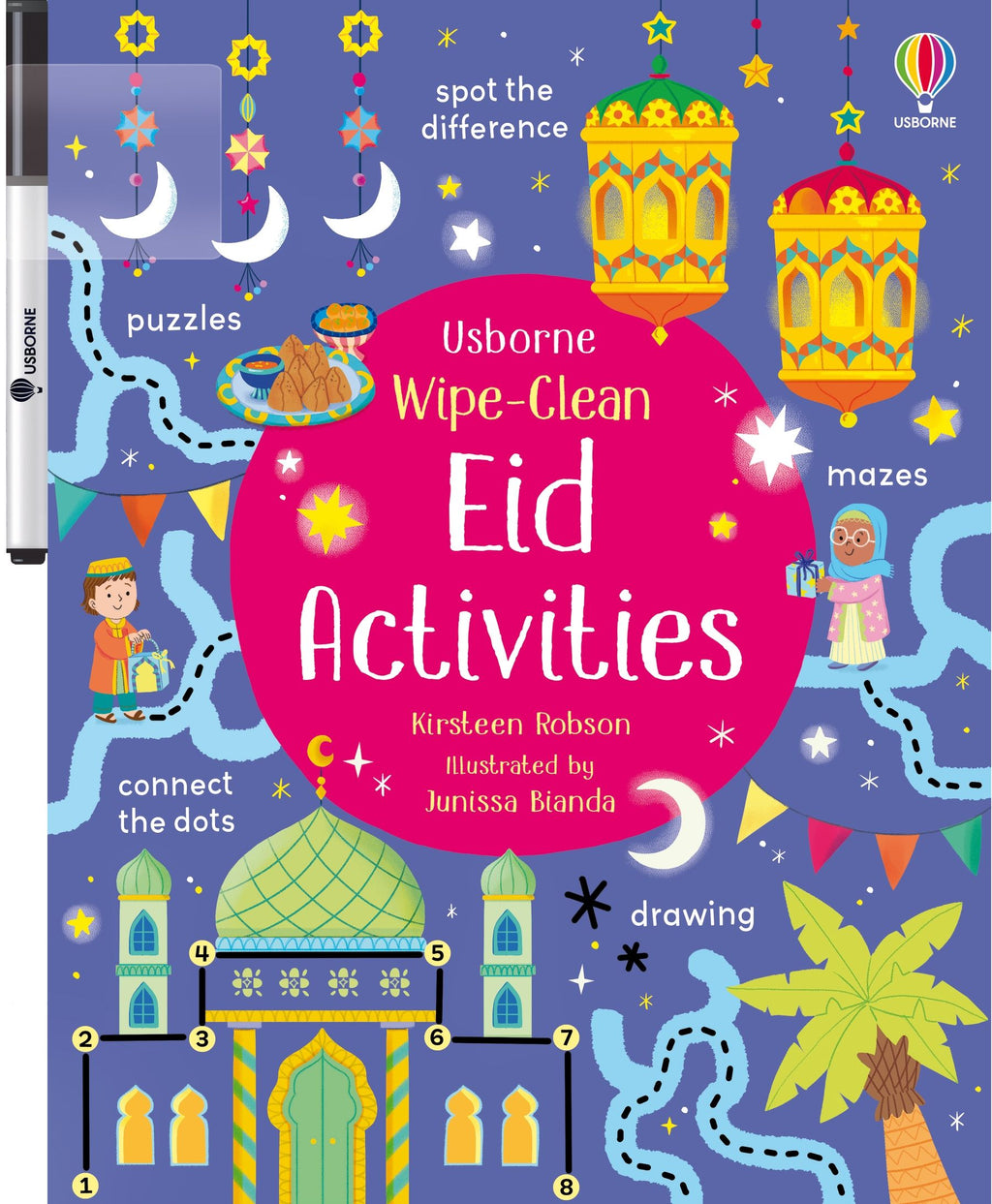 Carte educativa scrie si sterge EID, Wipe-Clean Eid Activities, Usborne, +3 ani