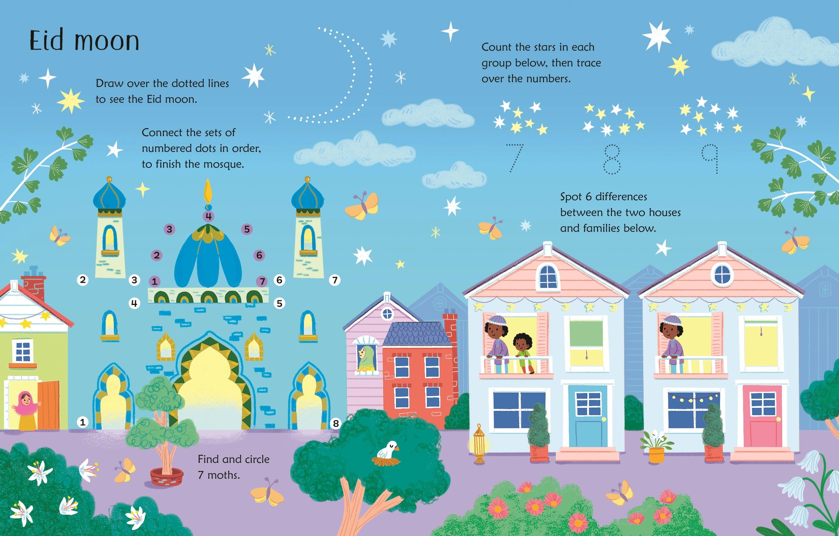 Carte educativa scrie si sterge EID, Wipe-Clean Eid Activities, Usborne, +3 ani
