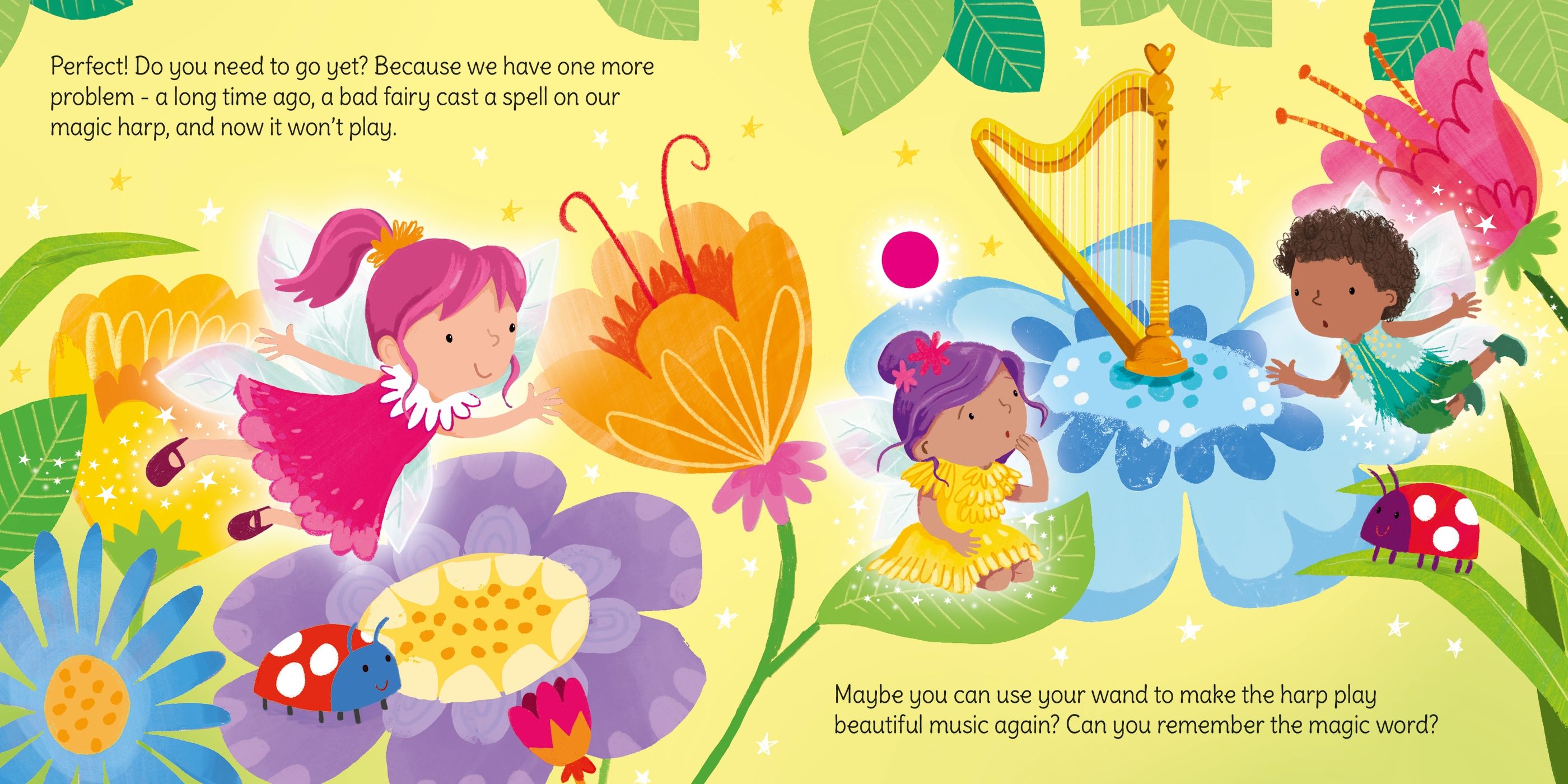 Carte senzorială cu sunete si bagheta, Magia zanelor, Wand Books: Fairy Magic, Usborne, +3 ani