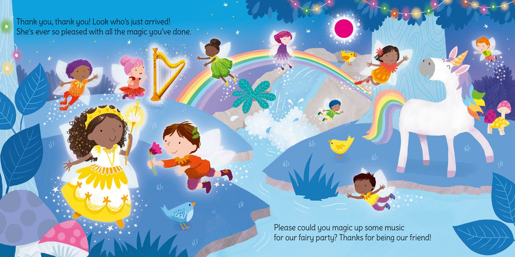 Carte senzorială cu sunete si bagheta, Magia zanelor, Wand Books: Fairy Magic, Usborne, +3 ani