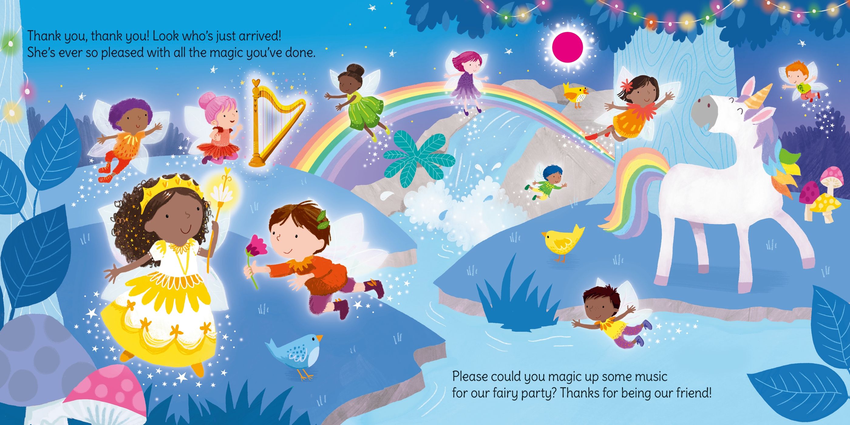 Carte senzorială cu sunete si bagheta, Magia zanelor, Wand Books: Fairy Magic, Usborne, +3 ani