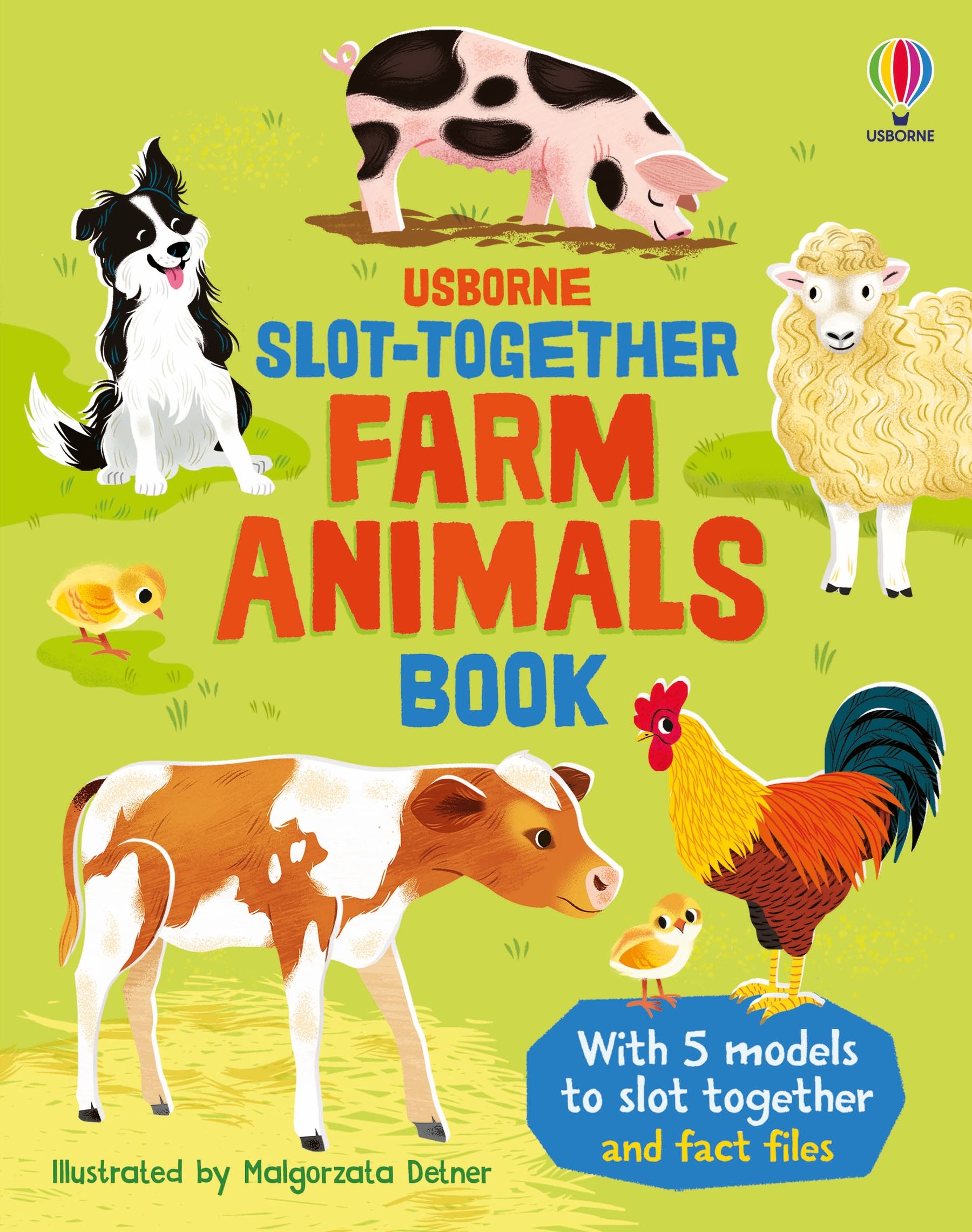 Carte interactiva de asamblat 3D, Animalele de la fermă, colectia "Slot-together", Usborne, +4 ani