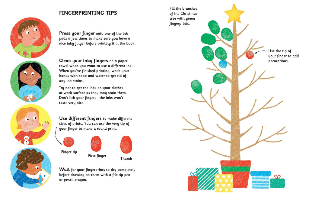 Carte cu activitati de pictat cu degetelele - Fingerprint Activities Christmas, Usborne, +6 ani