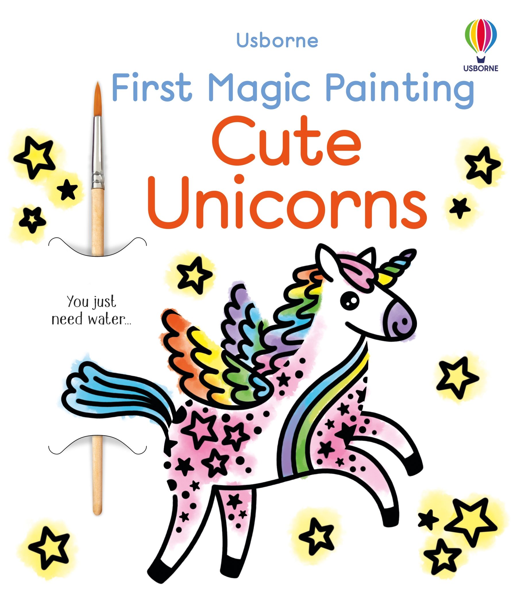 Carte de pictat cu apa cu unicorni First Magic Painting Cute Unicorns, Usborne, +3 ani