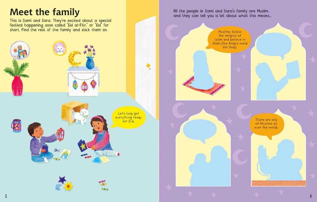 Prima carte cu stickere First sticker book EID, Usborne, +3 ani