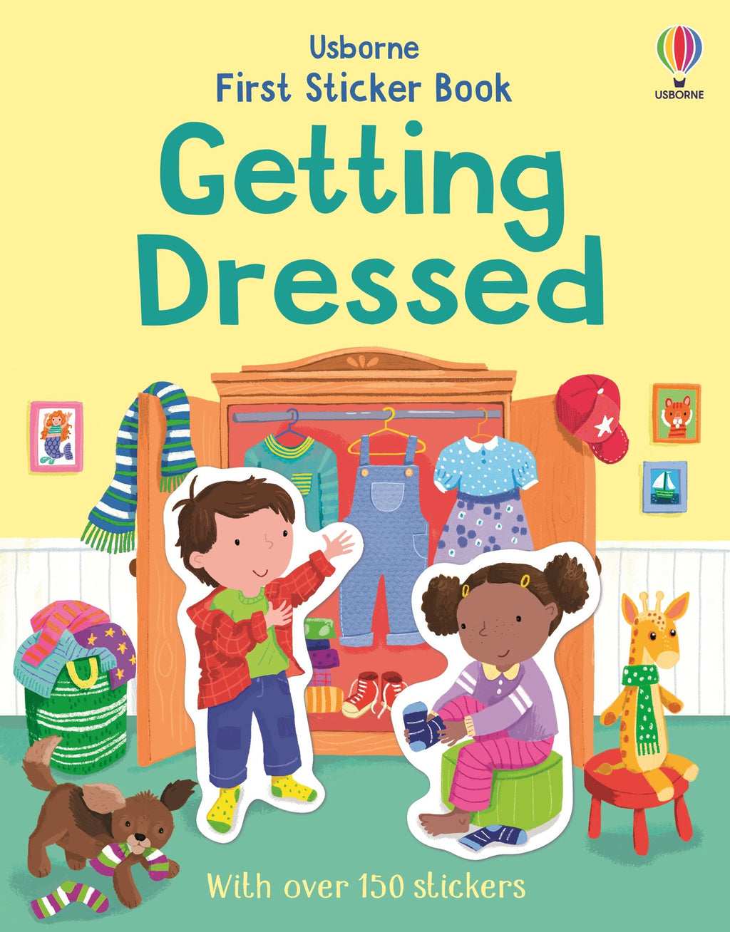 Prima carte cu stickere, First Sticker Book Getting Dressed, Usborne, +3ani