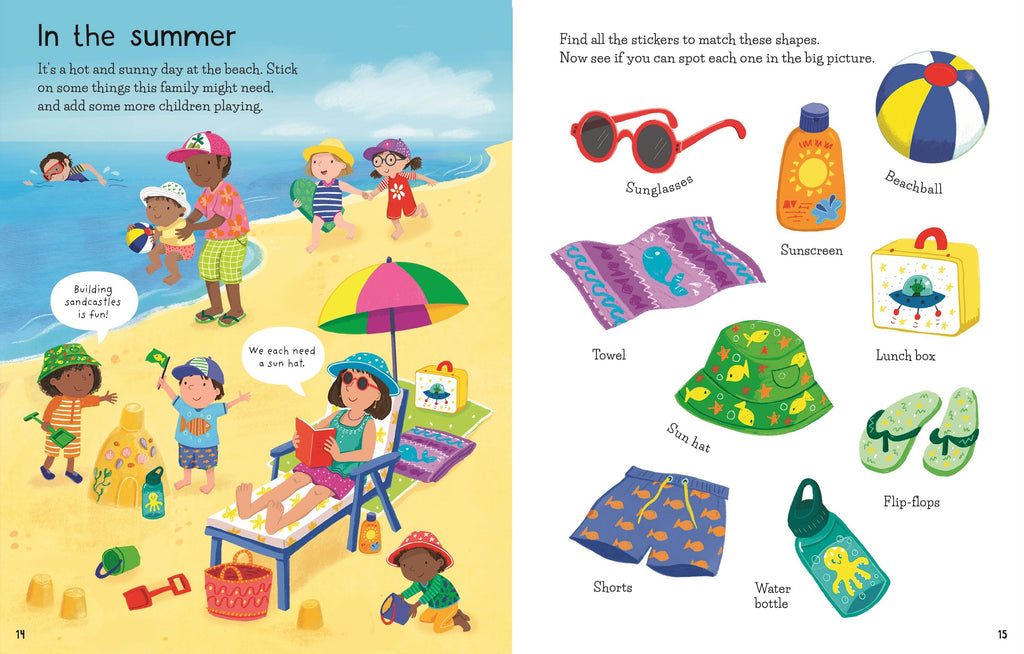 Prima carte cu stickere, First Sticker Book Getting Dressed, Usborne, +3ani