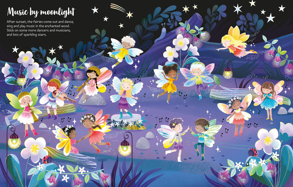 Carte cu stickere Zane stralucitoare, First Sticker Book Sparkly Fairies, +3 ani