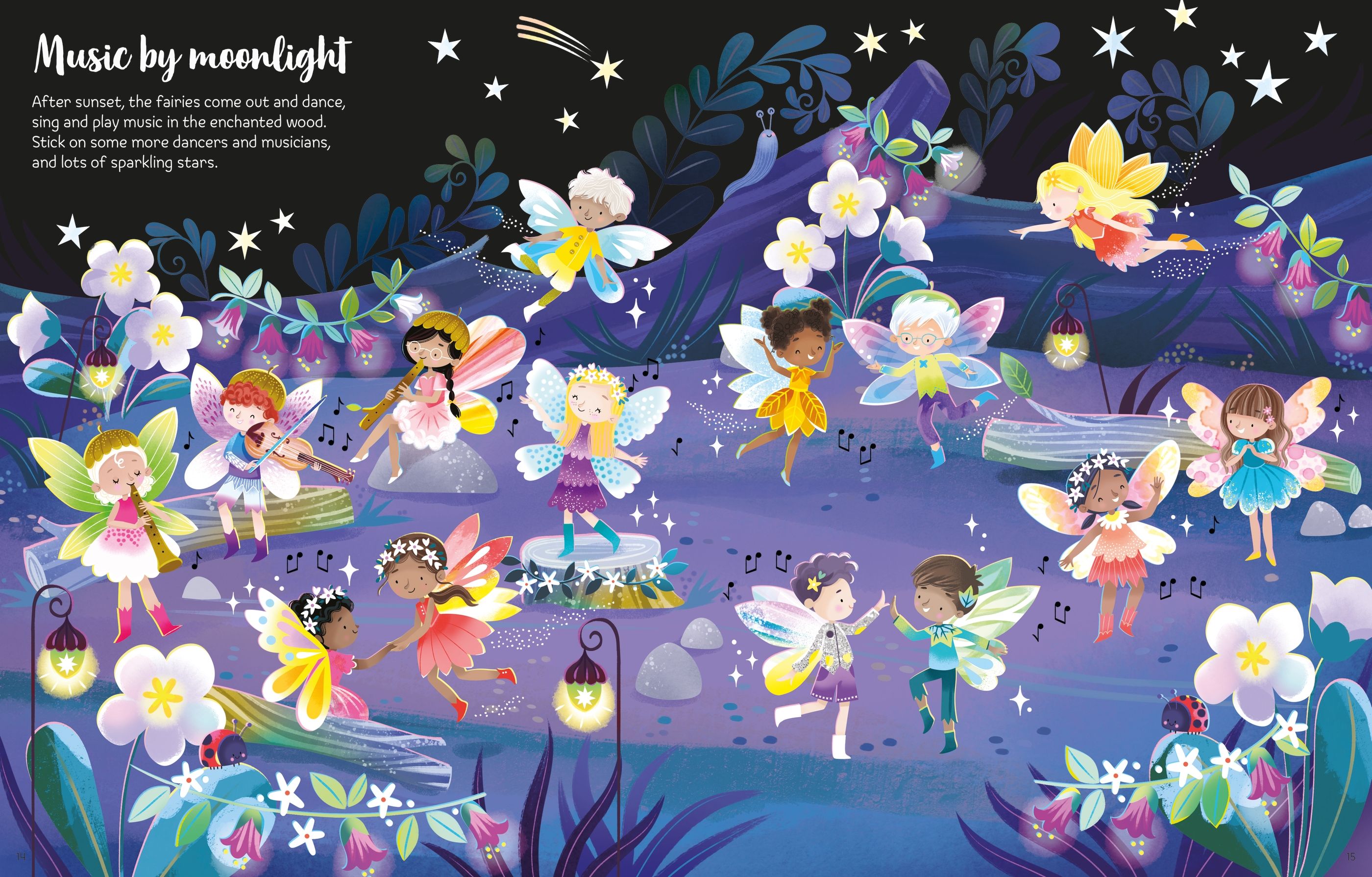 Carte cu stickere Zane stralucitoare, First Sticker Book Sparkly Fairies, +3 ani