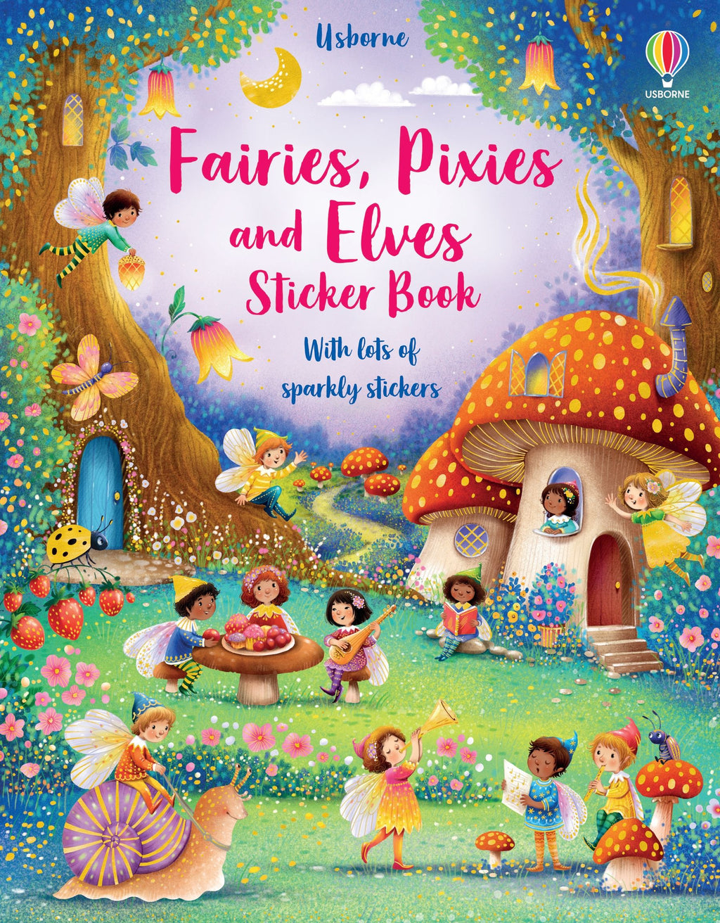 Carte cu stickere Fairies, Pixies and Elves Sticker Book, Usborne, +5 ani