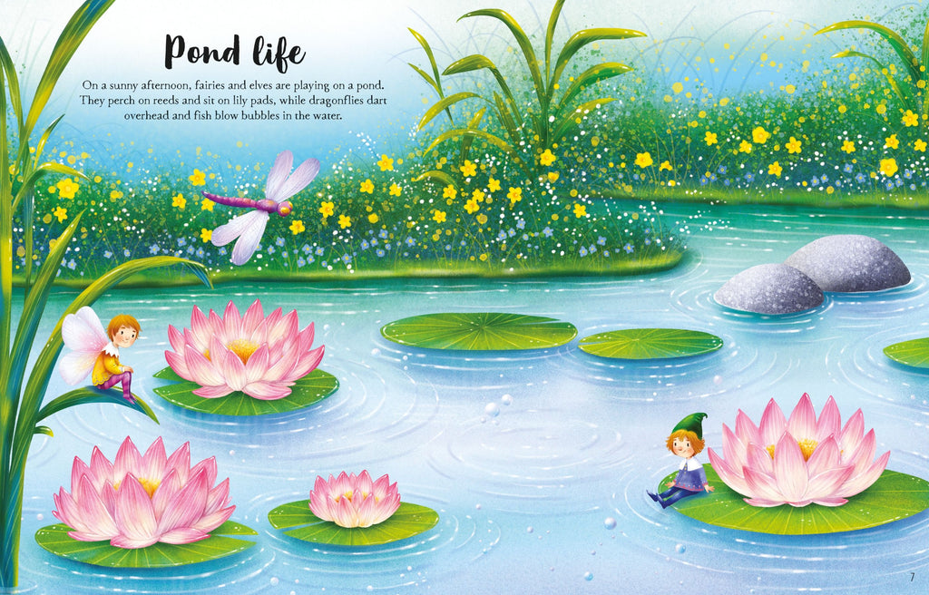 Carte cu stickere Fairies, Pixies and Elves Sticker Book, Usborne, +5 ani
