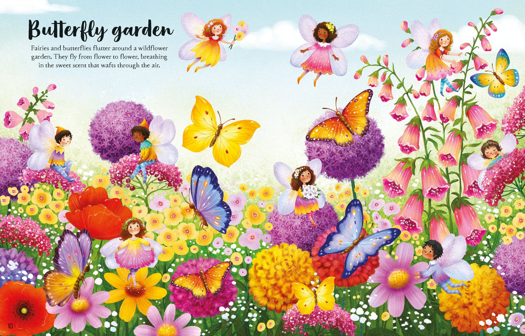 Carte cu stickere Fairies, Pixies and Elves Sticker Book, Usborne, +5 ani