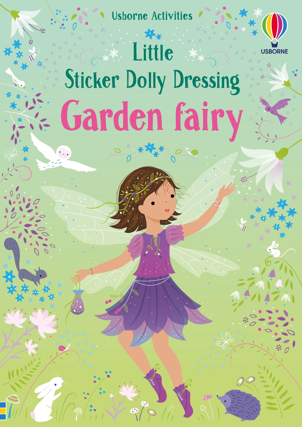 Carte cu stickere cu zana gradinii Little Sticker Dolly Dressing Garden Fairy, Usborne, +4 ani