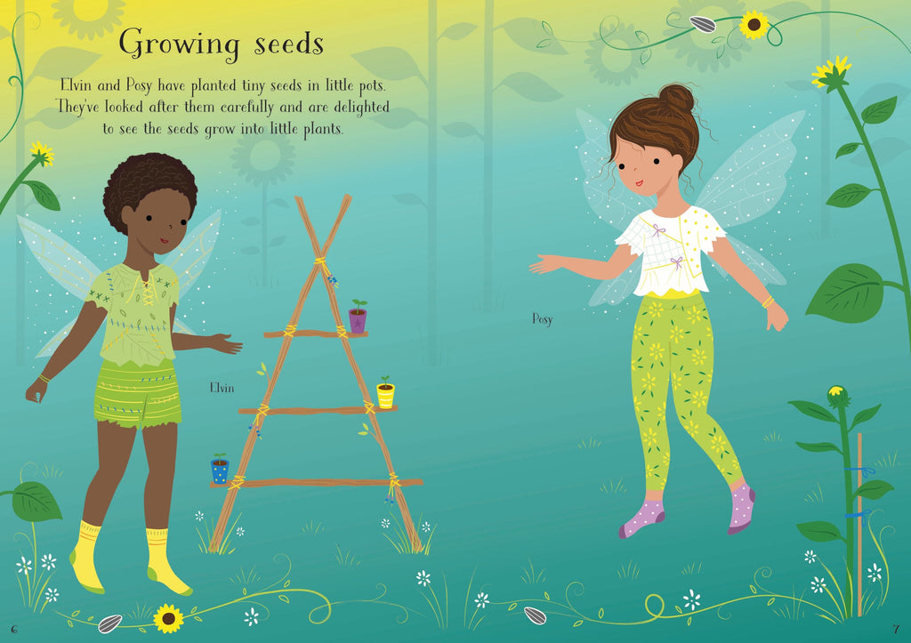 Carte cu stickere cu zana gradinii Little Sticker Dolly Dressing Garden Fairy, Usborne, +4 ani
