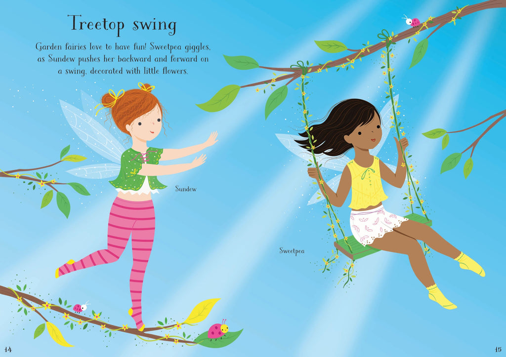 Carte cu stickere cu zana gradinii Little Sticker Dolly Dressing Garden Fairy, Usborne, +4 ani