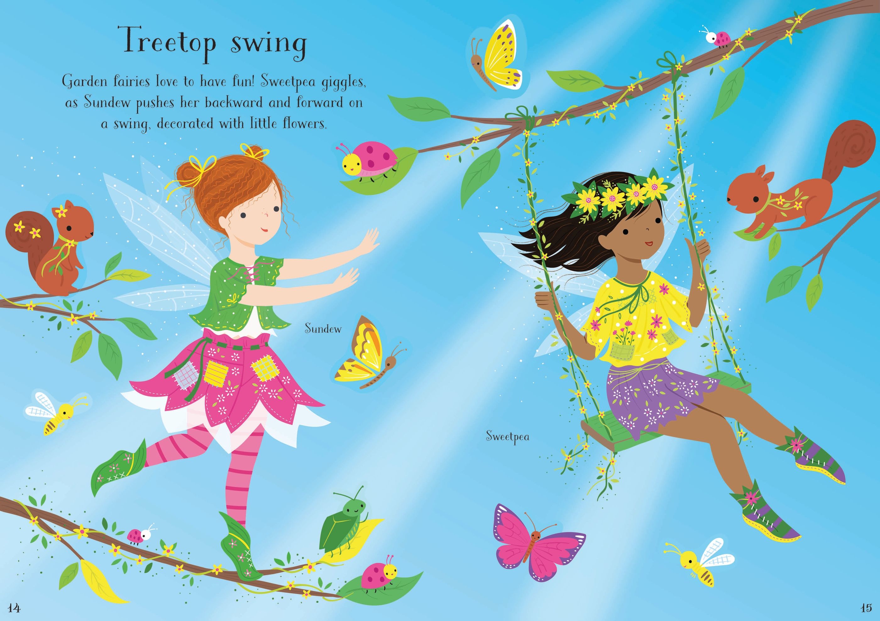Carte cu stickere cu zana gradinii Little Sticker Dolly Dressing Garden Fairy, Usborne, +4 ani