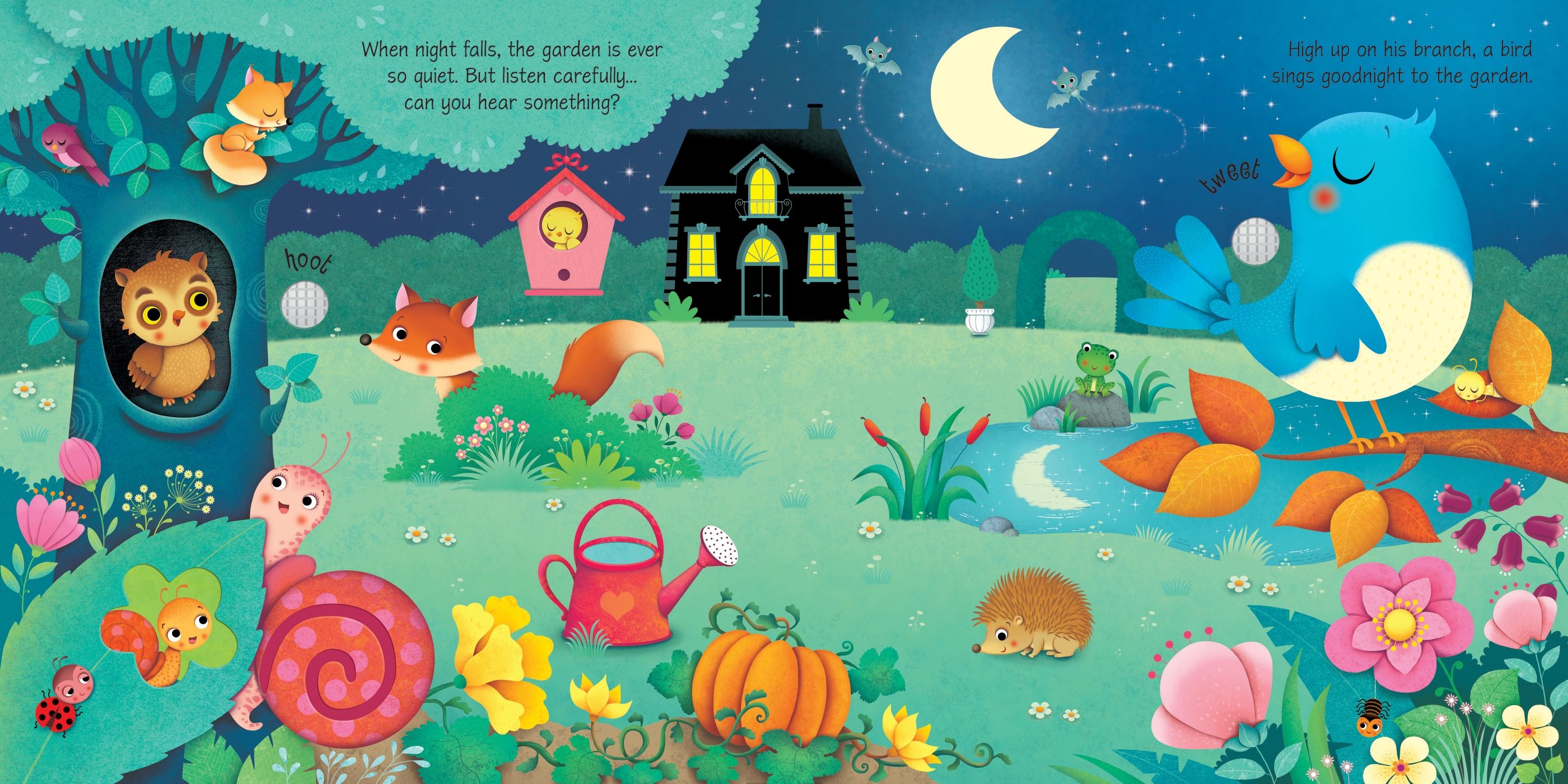 Carte cu sunete din gradina, Garden Sounds, Usborne, +3 ani