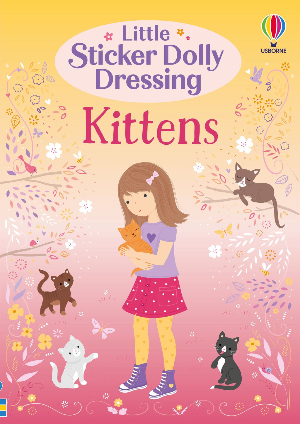 Carte cu stickere Little Sticker Dolly Dressing Kittens, Usborne, +4 ani
