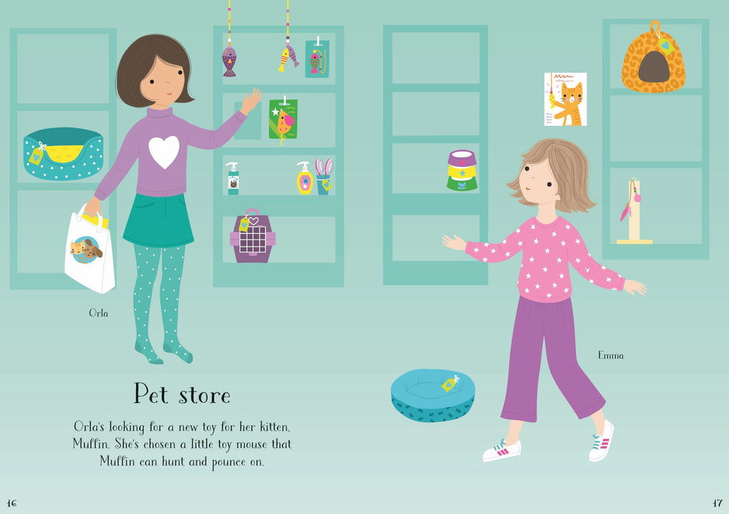 Carte cu stickere Little Sticker Dolly Dressing Kittens, Usborne, +4 ani