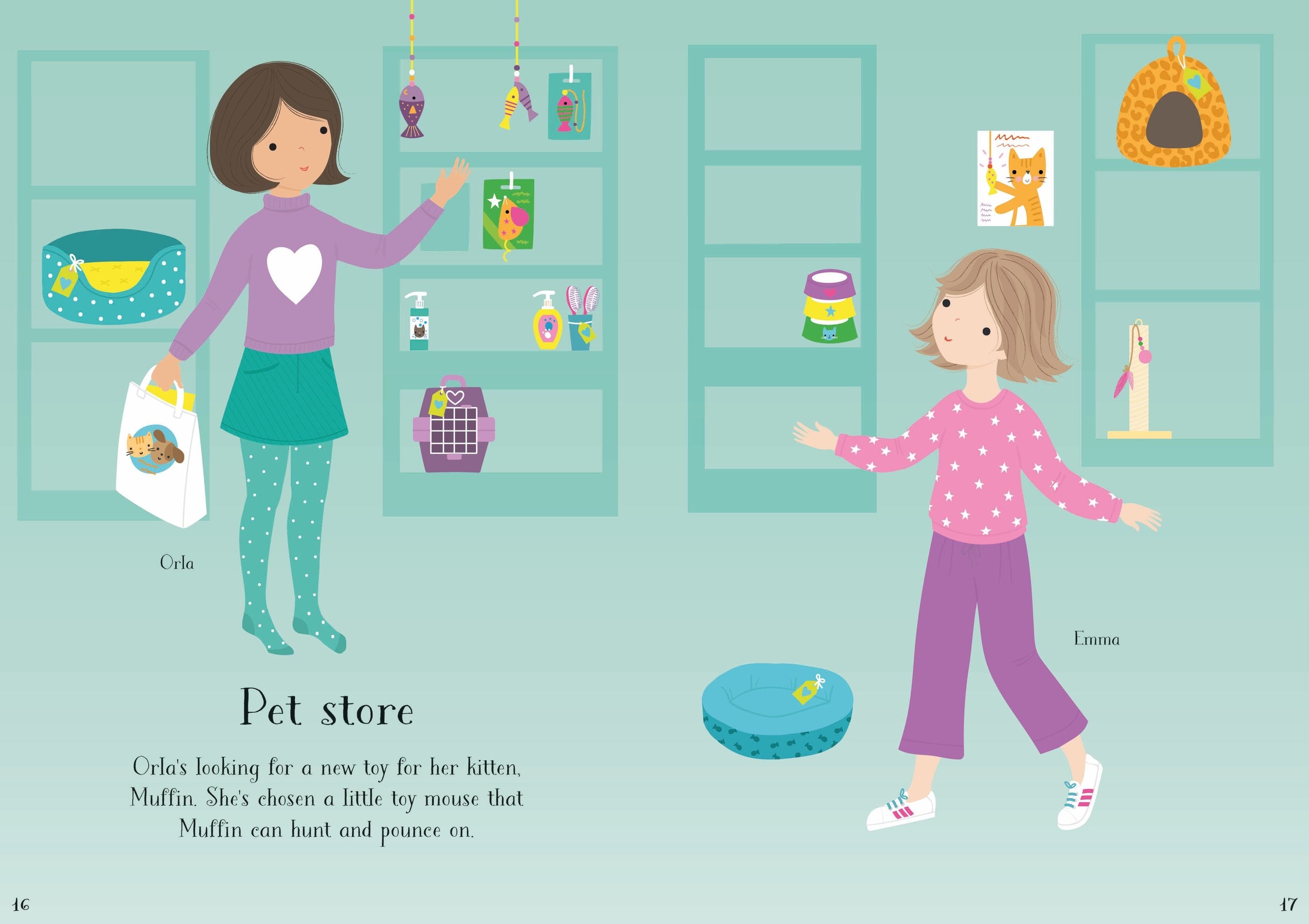 Carte cu stickere Little Sticker Dolly Dressing Kittens, Usborne, +4 ani