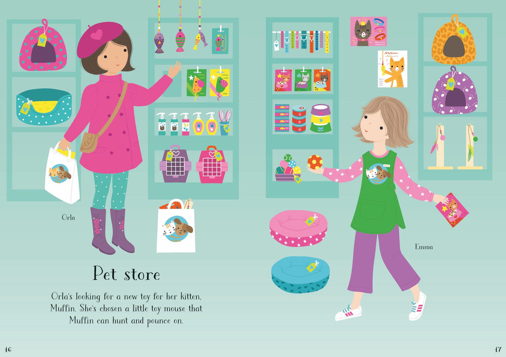 Carte cu stickere Little Sticker Dolly Dressing Kittens, Usborne, +4 ani