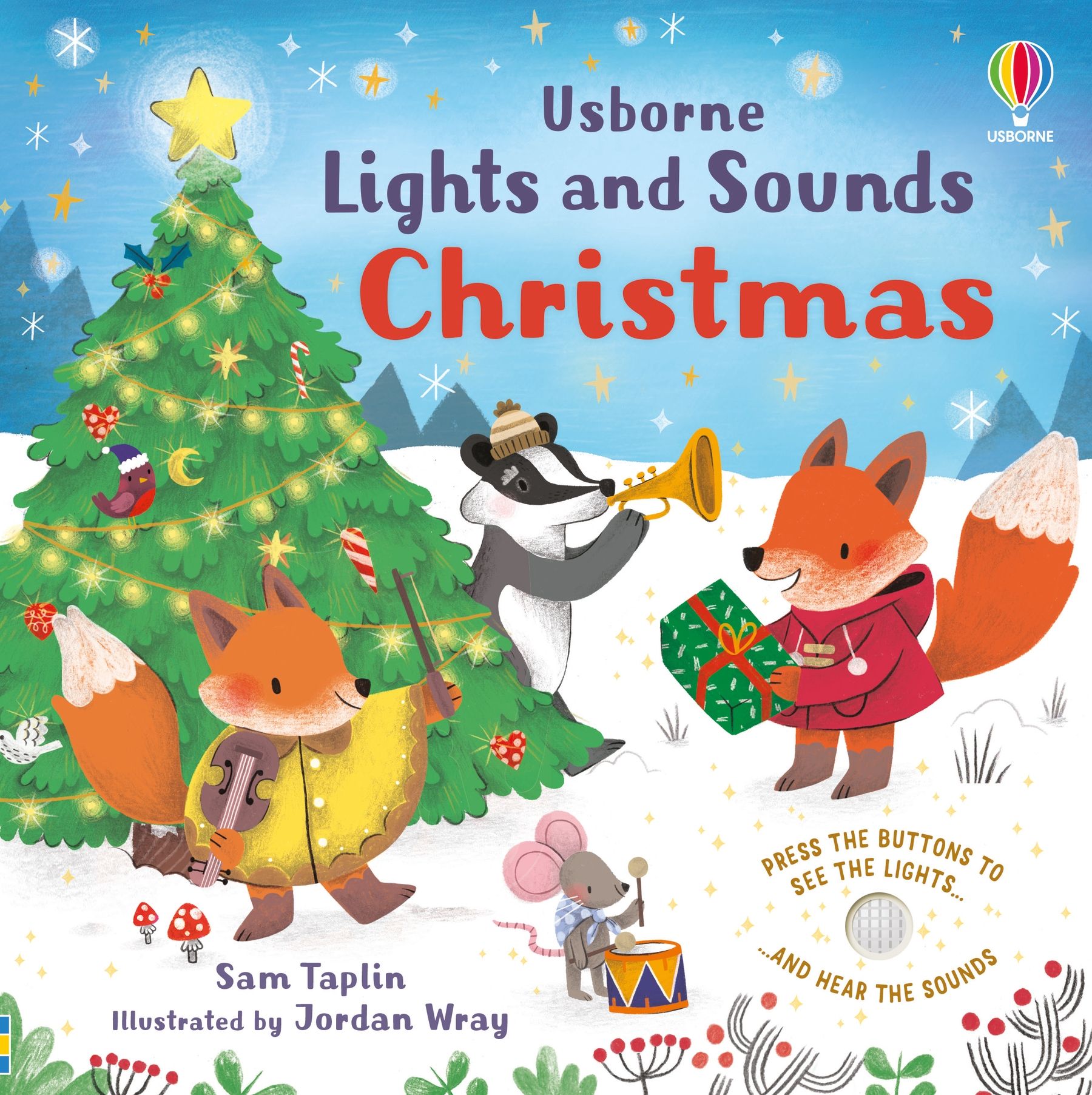 Carte interactiva cu lumini si sunete de Crăciun, Lights and Sounds Christmas, Usborne, +6 luni
