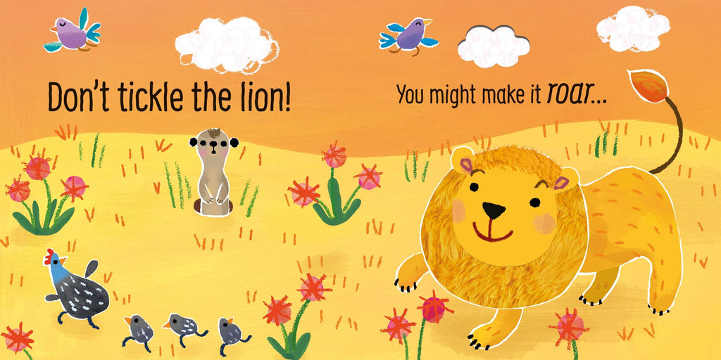 Carte senzoriala cu sunete Nu gadila leul!, Don't Tickle the Lion, Usborne, +6 luni