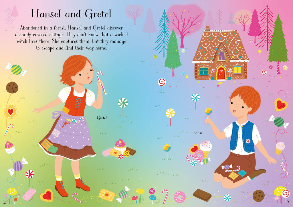 Carte cu stickere si povesti, Little Sticker Dolly Dressing Fairy Tales, Usborne, +4 ani