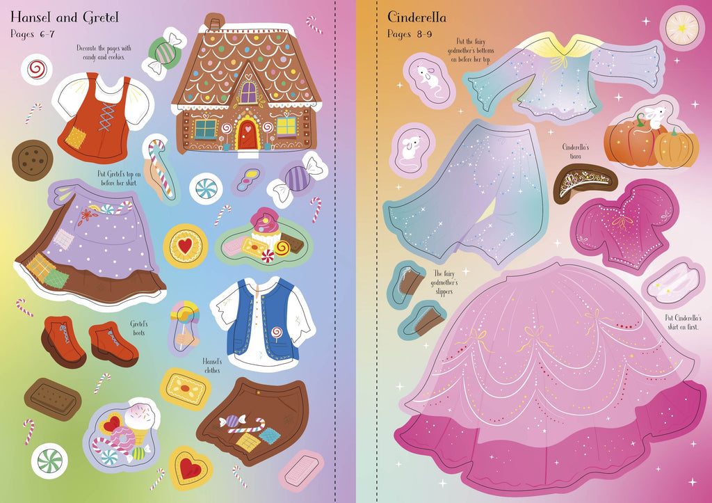 Carte cu stickere si povesti, Little Sticker Dolly Dressing Fairy Tales, Usborne, +4 ani