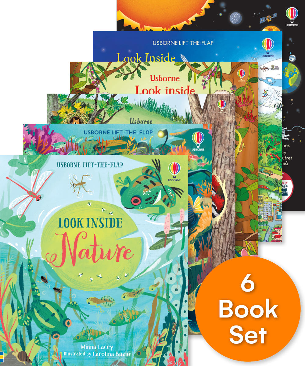 Set de carti interactive cu clapete Look Inside Pack x 6, Usborne, +5 ani