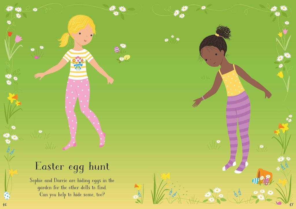 Carte cu stickere Little Sticker Dolly Dressing Easter, Usborne, +4 ani