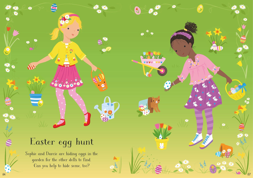 Carte cu stickere Little Sticker Dolly Dressing Easter, Usborne, +4 ani