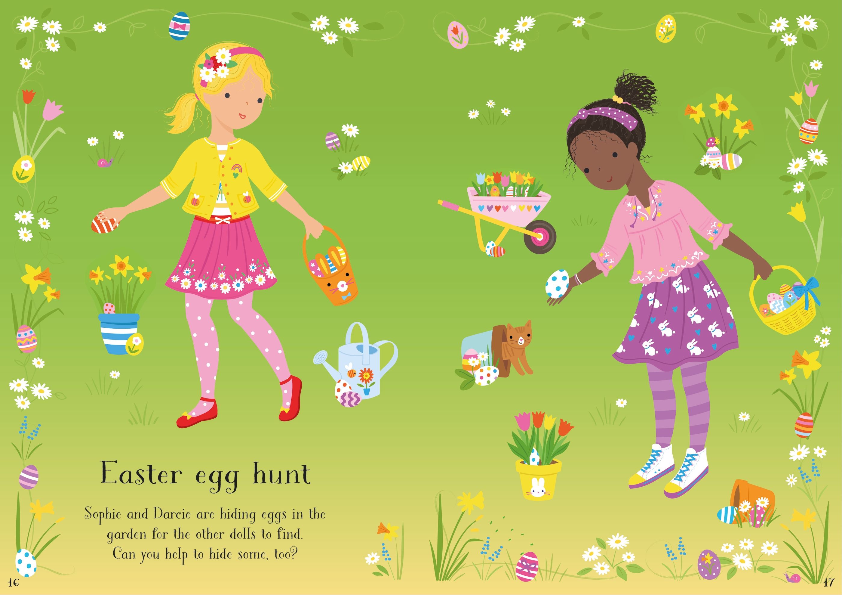 Carte cu stickere Little Sticker Dolly Dressing Easter, Usborne, +4 ani