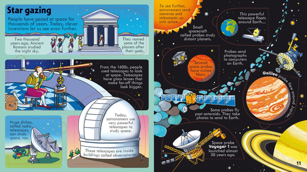 Carte cu clapete Priveste in interiorul spatiului, Look Inside Space, Usborne, +5 ani