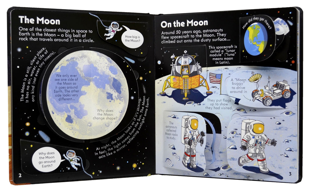 Carte cu clapete Priveste in interiorul spatiului, Look Inside Space, Usborne, +5 ani