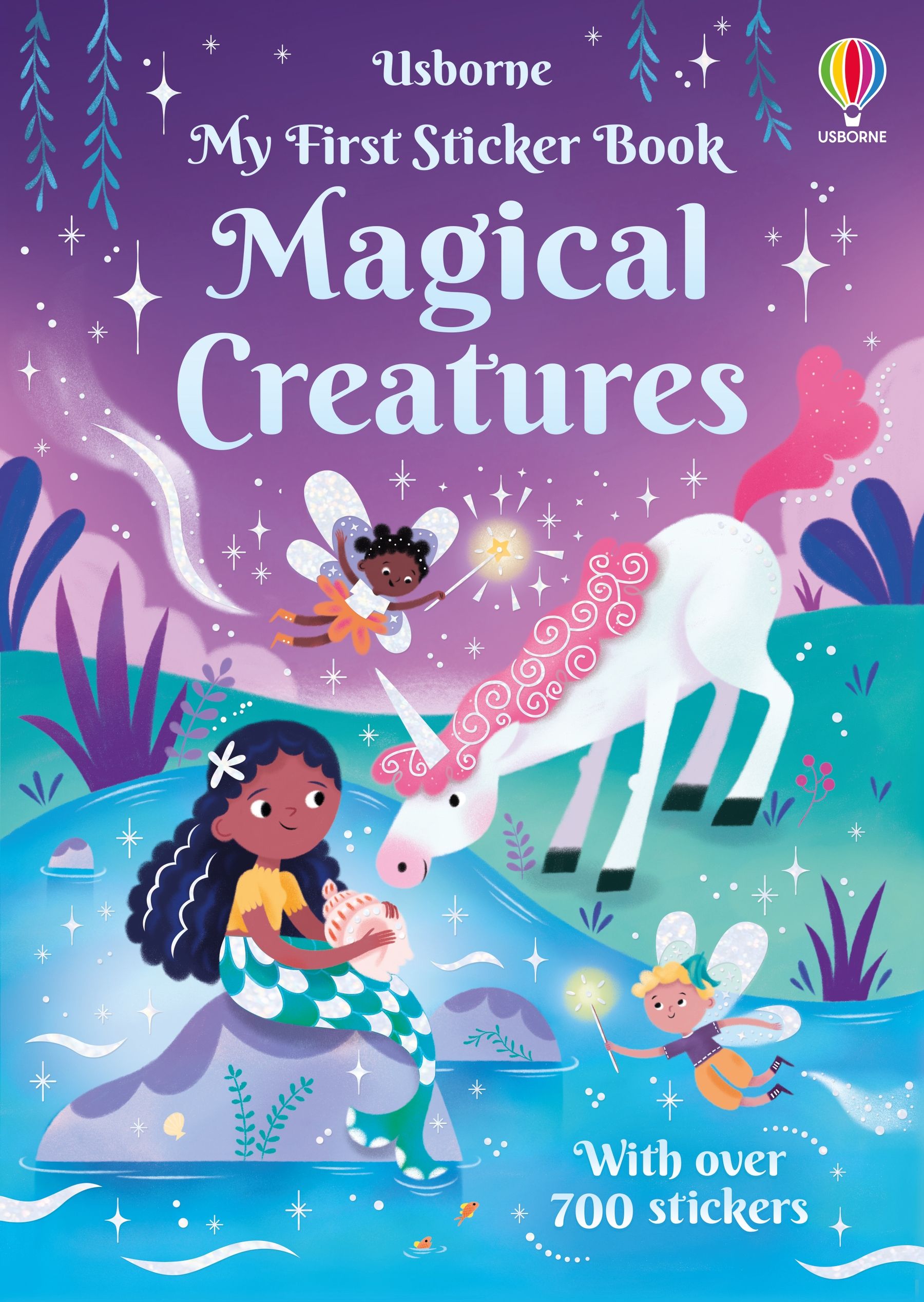Carte cu stickere Creaturi magice, My First Sticker Book Magical Creatures, Usborne, +3 ani