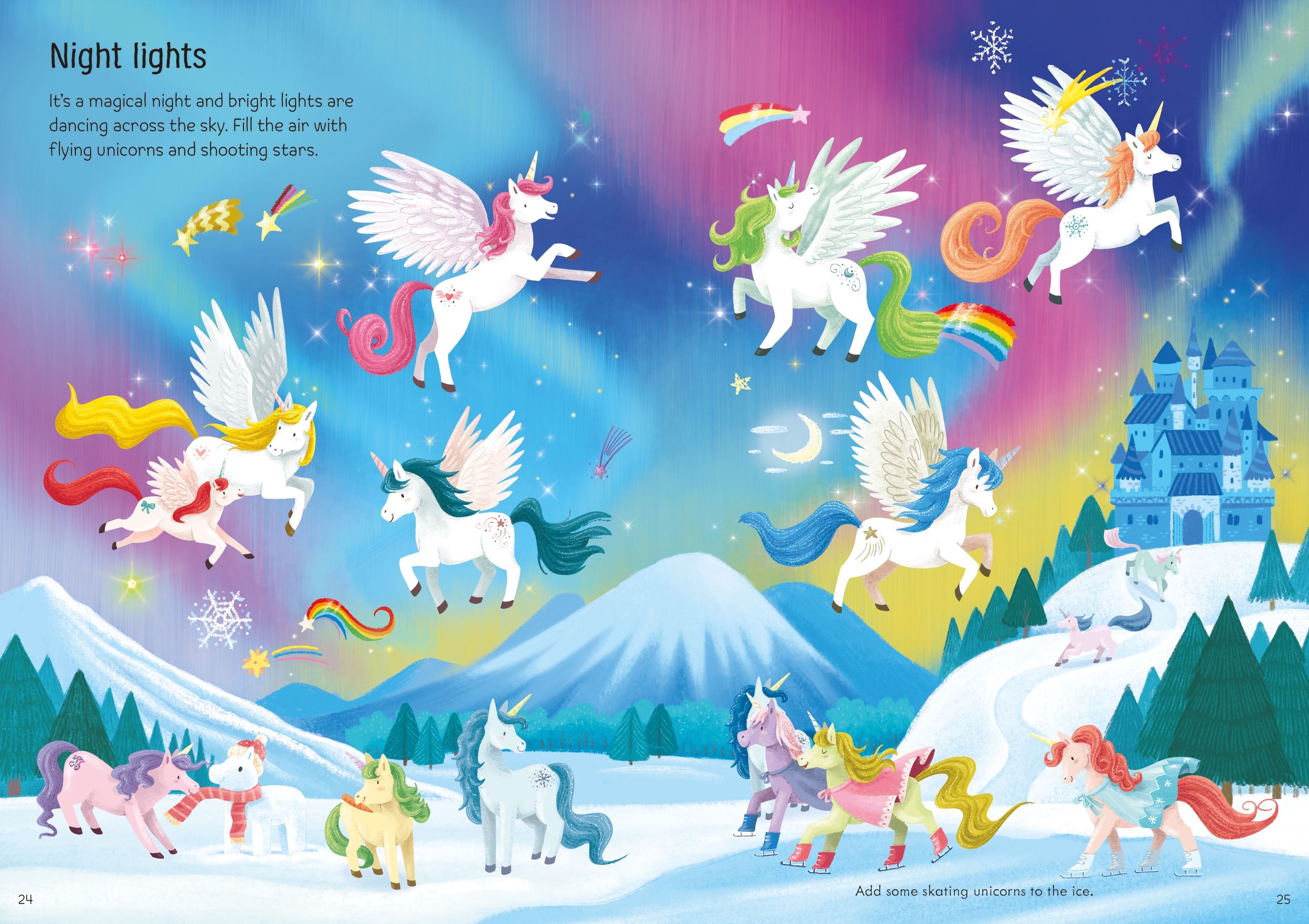Carte cu stickere Creaturi magice, My First Sticker Book Magical Creatures, Usborne, +3 ani
