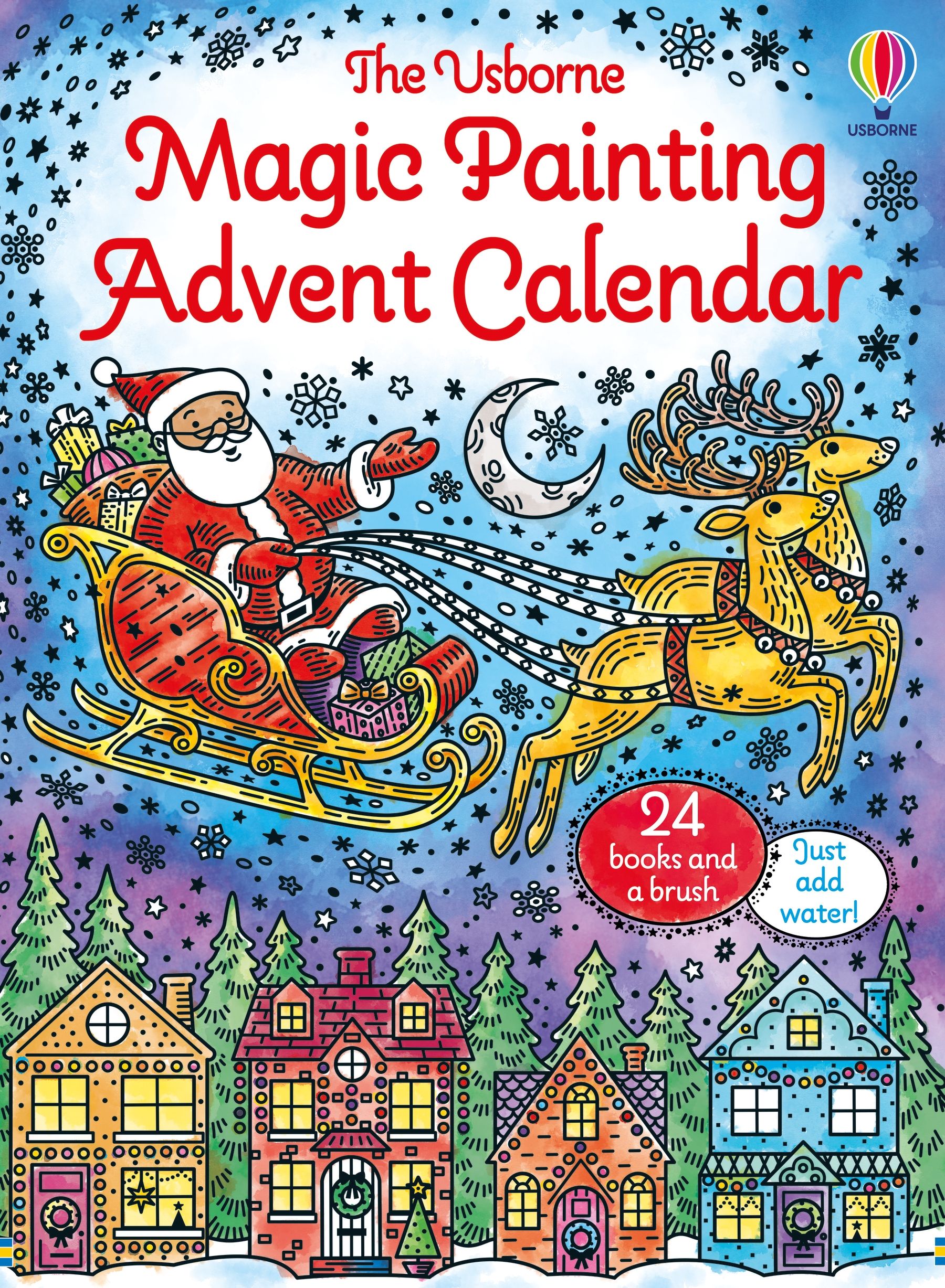 Calendar Advent de Craciun cu pictura cu apa, Magic Painting Advent Calendar, Usborne, +4 ani
